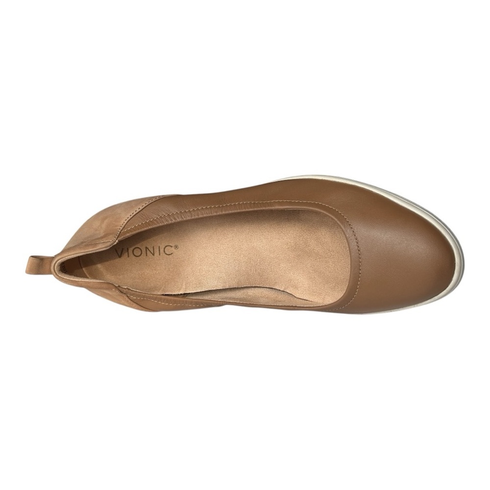 Vionic Jacey Ellery slip-on wedge heel closed toe dark brown leather shoe | 10 - Picture 11 of 12